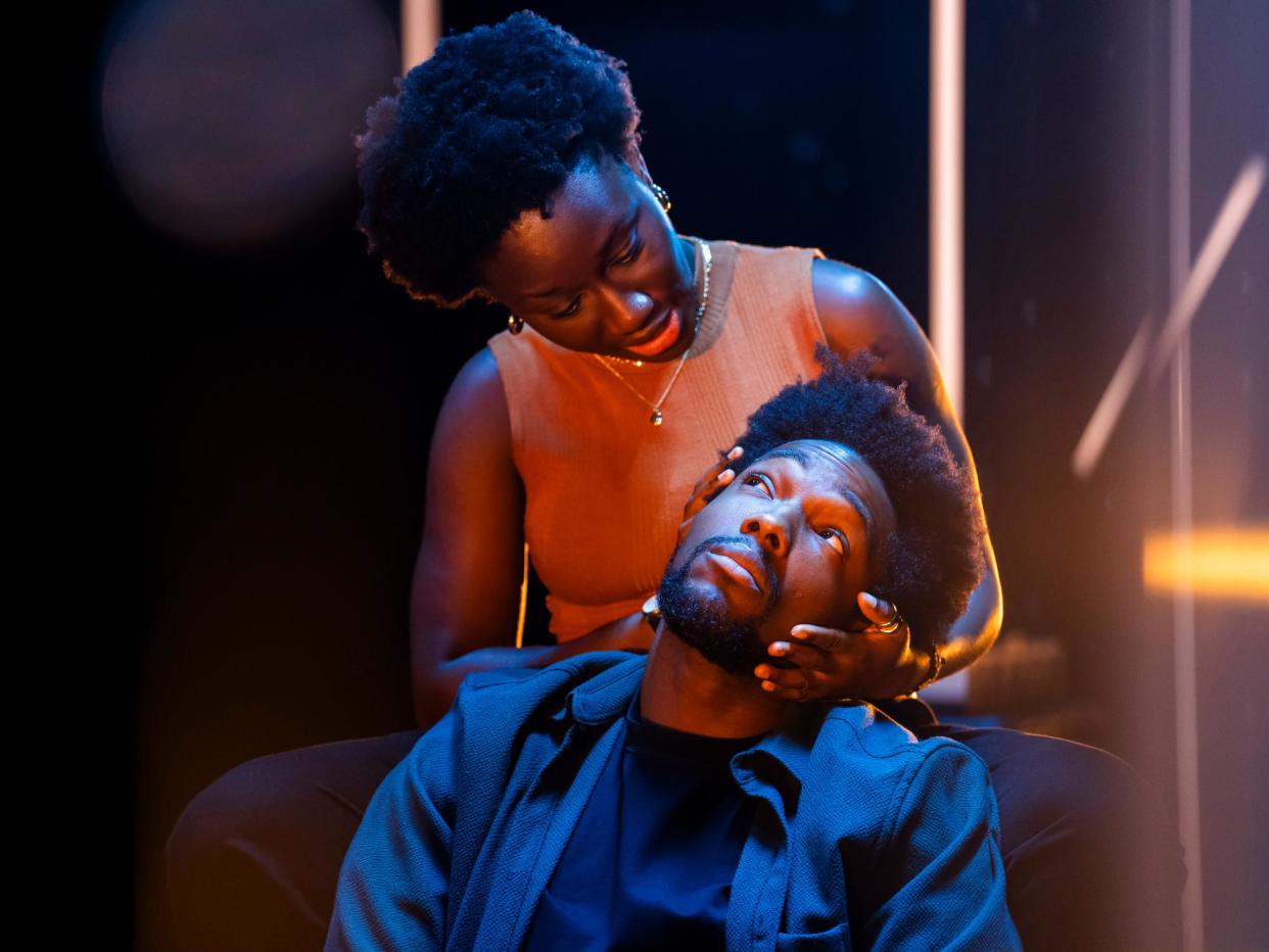 <span>‘Like pieces of a jigsaw facing in the wrong direction’: Tosin Cole and Heather Agyepong, ‘tremendous’ <br>in Shifters.</span><span>Photograph: Tristram Kenton/The Guardian</span>