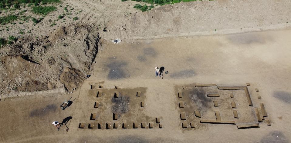 A bird's eye view of the excavation site