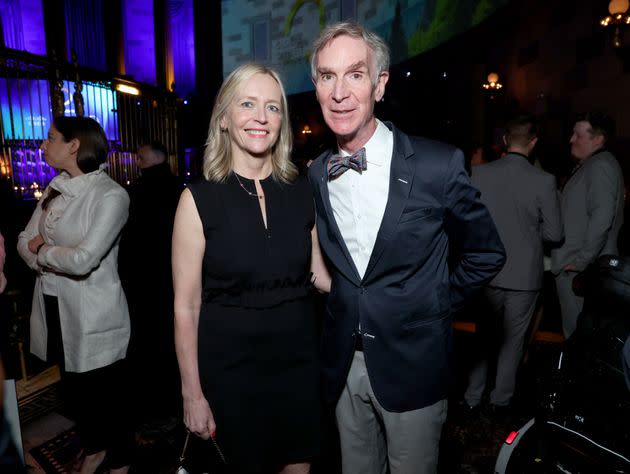 Liza Mundy and Bill Nye in May. (Photo: Monica Schipper via Getty Images)