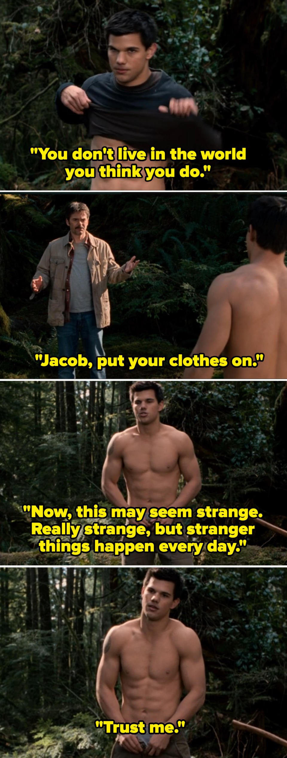 Jacob taking off his clothes for Charlie