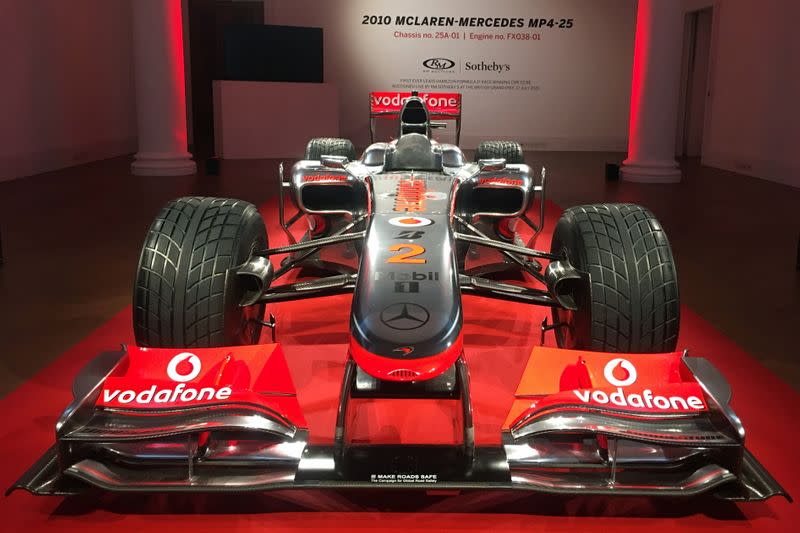 Hamilton's McLaren F1 displayed ahead of auction in London