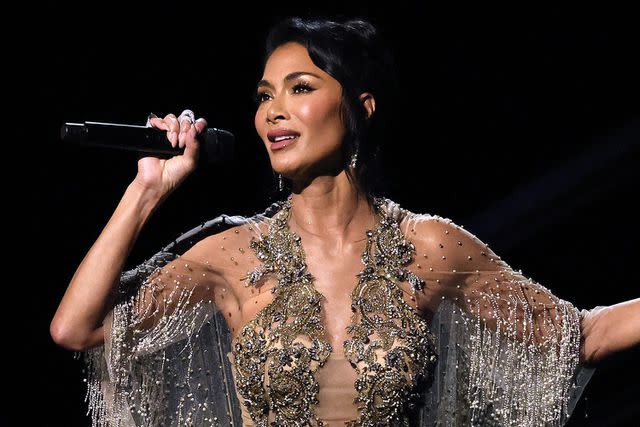 <p>Theo Wargo/Getty</p> Nicole Scherzinger performs onstage during The 77th Annual Tony Awards at David H. Koch Theater at Lincoln Center on June 16, 2024 in New York City.