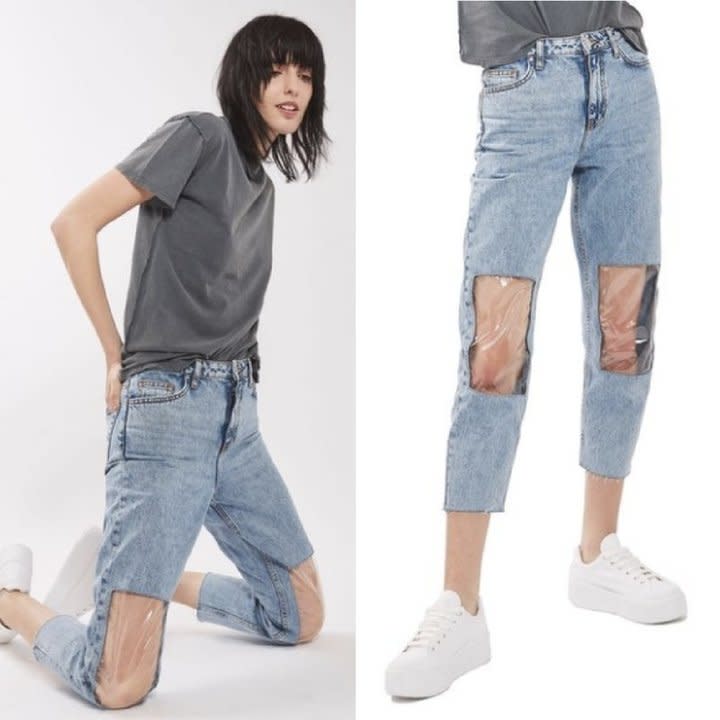 Mom-Jeans mit Plastik