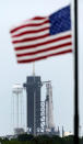 The SpaceX Falcon 9, with the Crew Dragon spacecraft on top of the rocket, sits on Launch Pad 39-A Monday, May 25, 2020, at Kennedy Space Center, Fla. Two astronauts will fly on the SpaceX Demo-2 mission to the International Space Station scheduled for launch on May 27. (AP Photo/David J. Phillip)