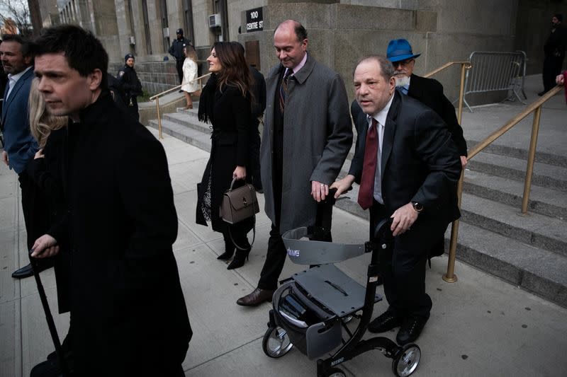 Film producer Harvey Weinstein leaves at New York Criminal Court for his sexual assault trial in the Manhattan borough of New York City