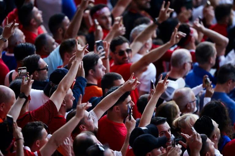 Zahlreiche türkische Fans haben vor dem EM-Viertelfinale ihrer Mannschaft gegen die Niederlande im Berliner Olympiastadion den sogenannten Wolfsgruß gezeigt. Während der Nationalhymne war der rechtsextreme Gruß vermehrt auf den Tribünen zu sehen. (Ronny HARTMANN)