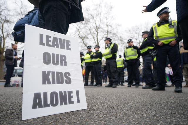 Protesters outside Tate Britain in London