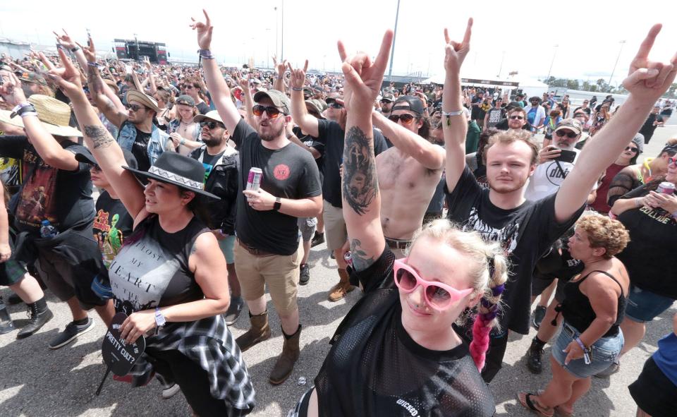 Fans rock out at the 2022 Welcome to Rockville music festival in Daytona Beach. The four-day metal marathon returns May18-21 at Daytona International Speedway.