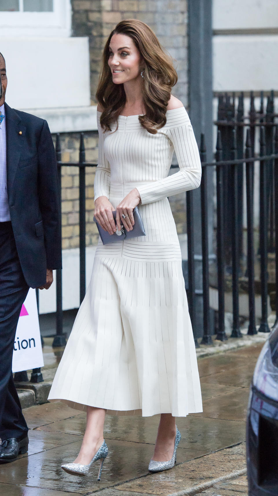 The Duchess of Cambridge recycled a Barbara Casasola dress for the prestigious dinner [Photo: Getty]