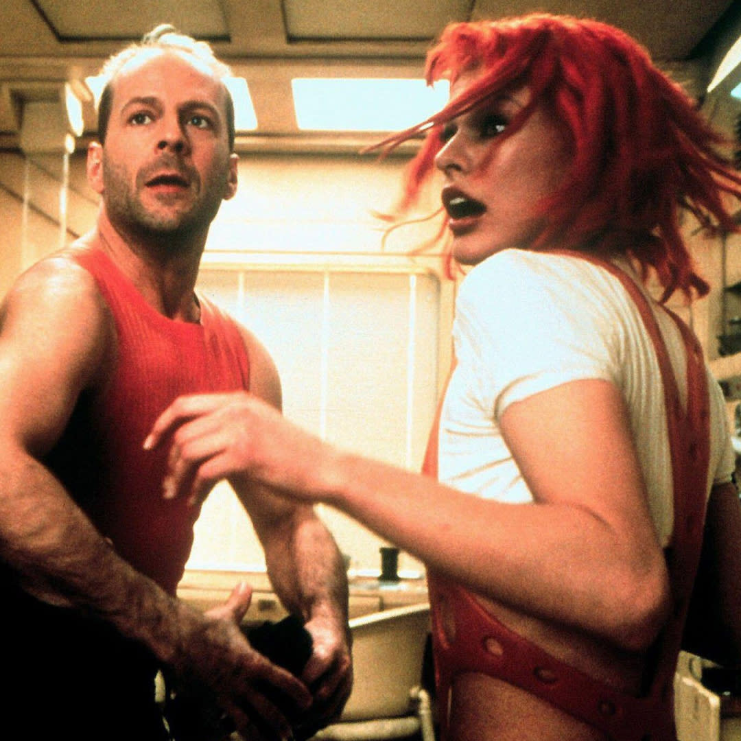  IAN HOLM, BRUCE WILLIS, MILLA JOVOVICH, THE FIFTH ELEMENT, 1997. 