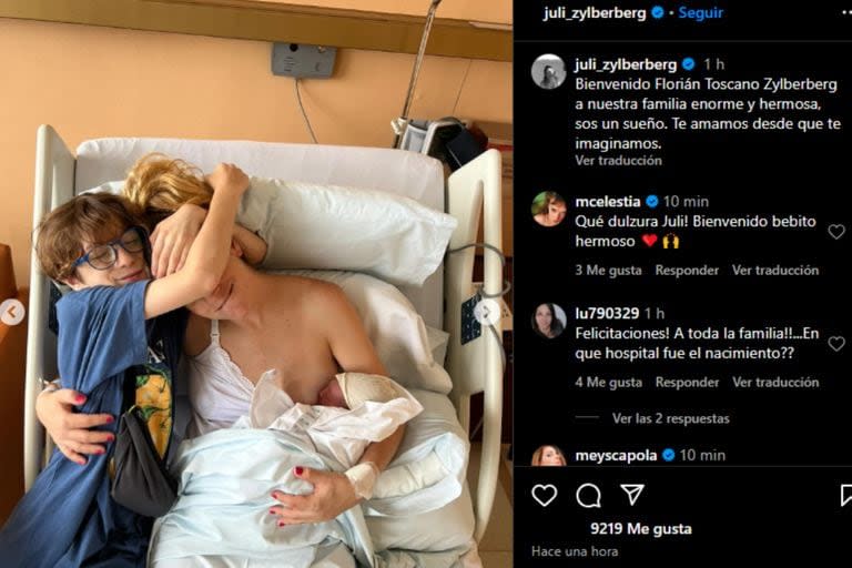 Julieta Zylberberg  mostró a su segundo hijo, Florian (Foto Instagram @juli_zylberberg)