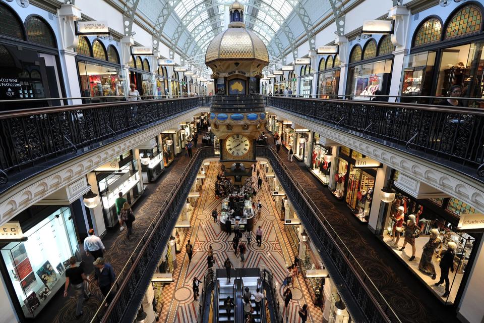 Shoppers fill the Queen Victoria Building