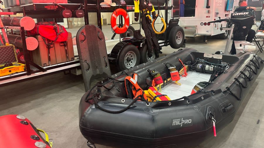 Equipment used by Michigan Task Force 1 in Texas at the Midwest Fire Rescue Expo. (May 22, 2024)