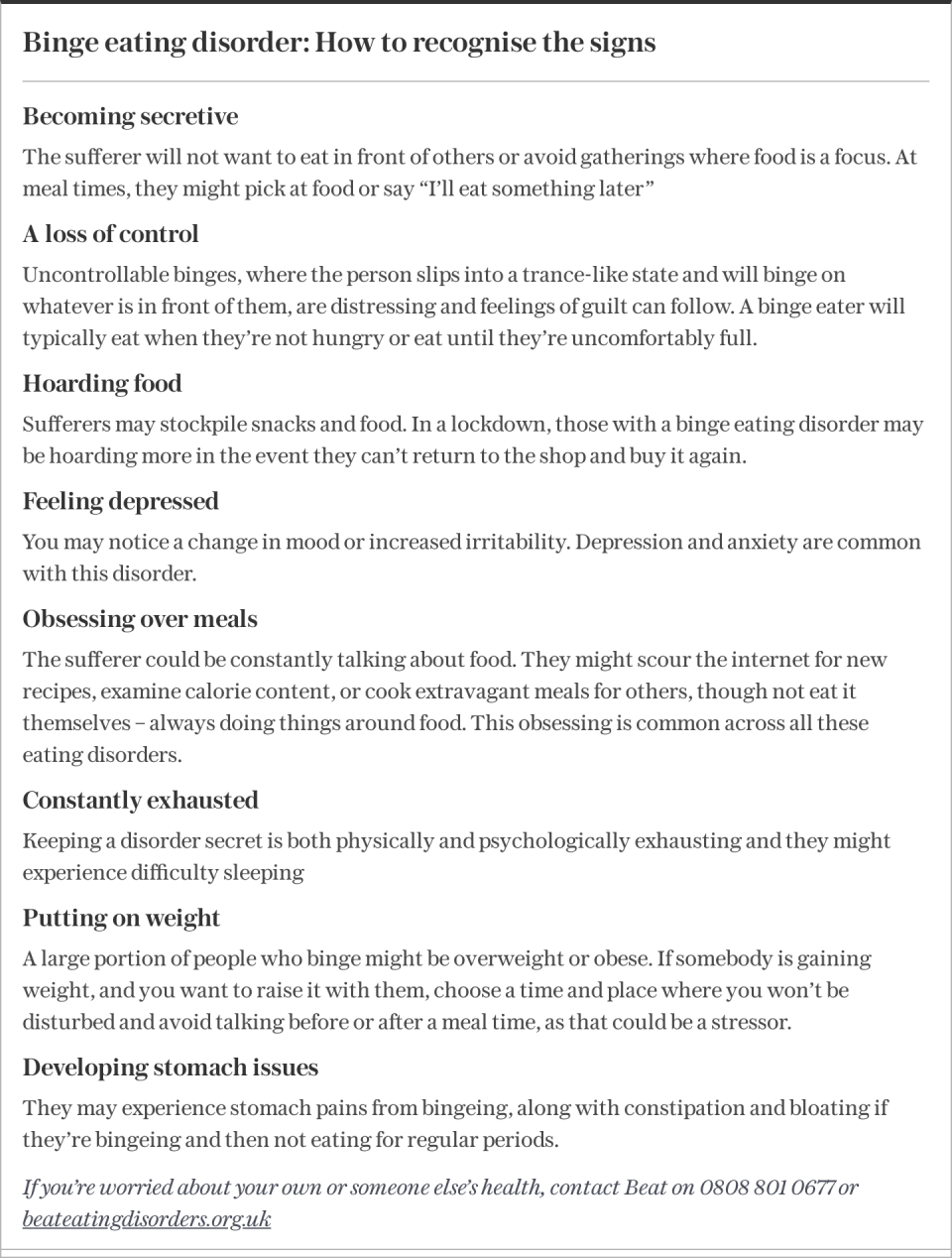 Binge eating disorder: How to recognise the signs