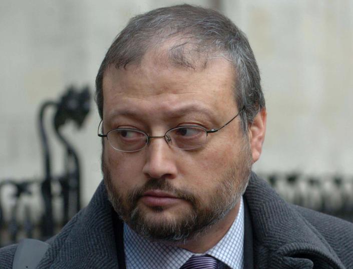 Jamal Khashoggi, media advisor to Prince Turki Al-Faisal, leaves the Royal Courts of Justice in central London. (Johnny Green - PA Images/PA Images via Getty Images)