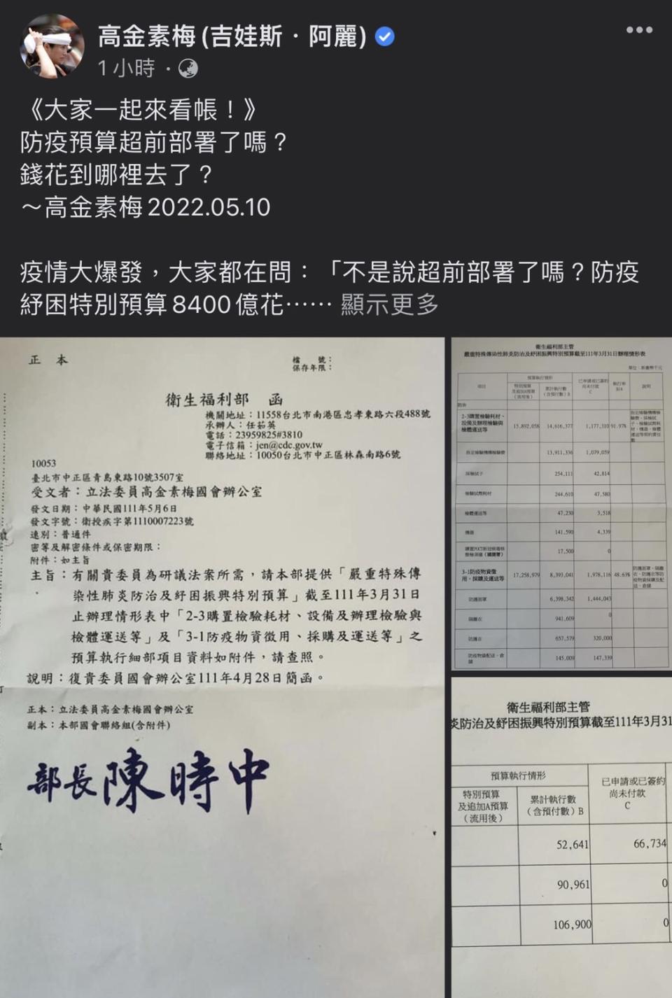 （圖／翻攝自高金素梅(吉娃斯．阿麗) 臉書）