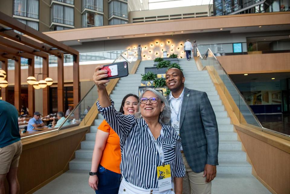 Attendees gather at the Student Breakfast at The Hub at the Texas Tribune Festival on Sept. 23, 2023 in Austin, TX.