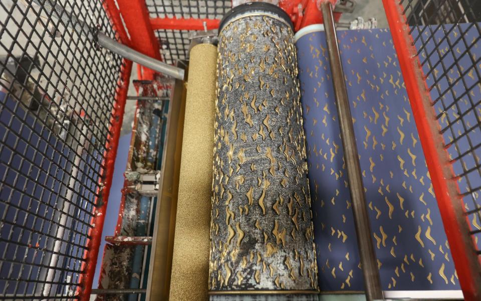 A machine for wallpaper printing at the Farrow & Ball factory in Dorset