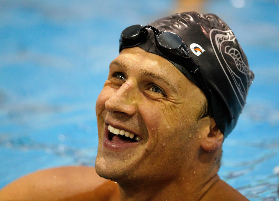 Ryan Lochte reacts as he prepares ahead of the 2012 Charlotte UltraSwim Grand Prix at the Mecklenburg County Aquatic Center on May 10, 2012 in Charlotte, North Carolina. (Photo by Streeter Lecka/Getty Images)