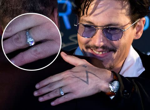 Johnny Depp wears his 'chick's' ring. Credit: AP Images