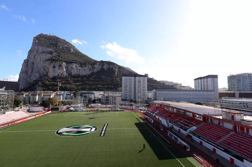 Victoria Stadium, Gibraltar, the home of Manchester 62 FC -Credit:UEFA via Getty Images