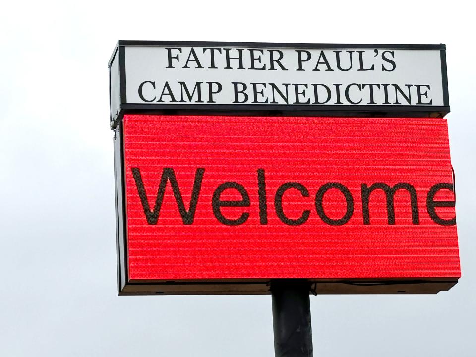 A sign welcomes campers to the new McLoud site for Camp Benedictine, which serves people with special needs.