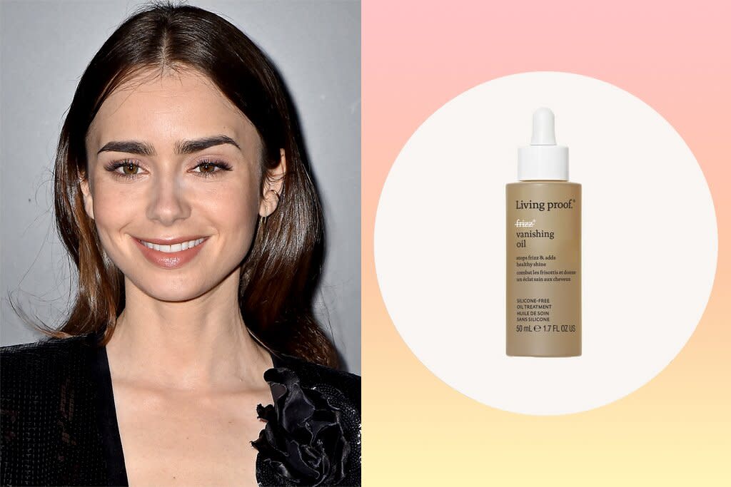 lily collins; living proof hair oil