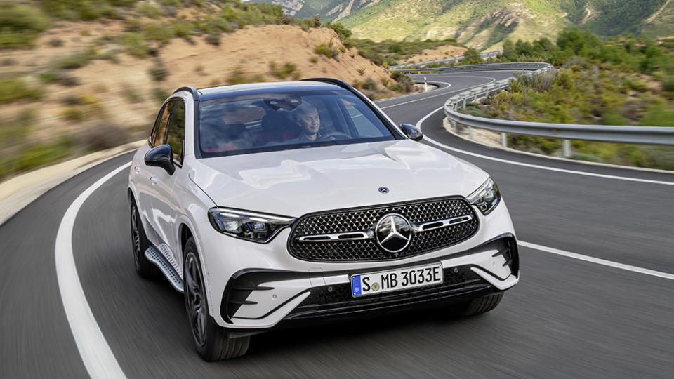 The 2023 Mercedes-Benz GLC300 on a winding road