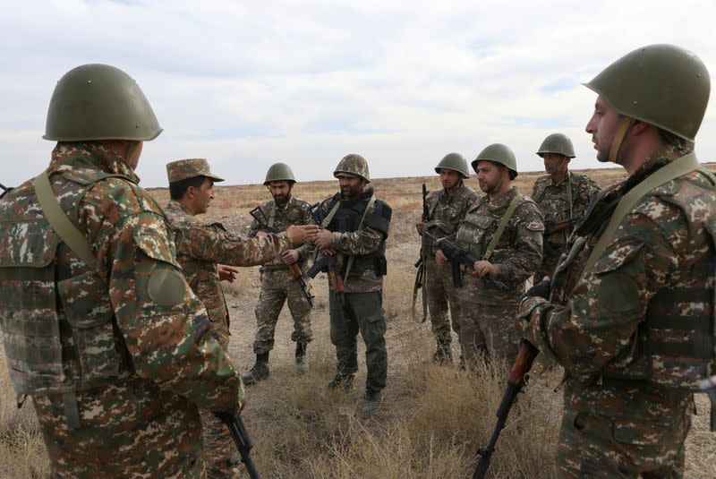 FILE PHOTO: Armenian reservists undergo training at a firing range near Yerevan