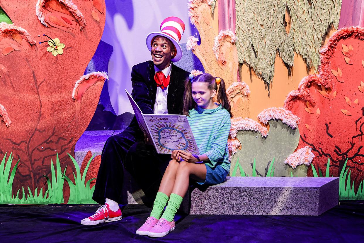 Blake Clyde is The Cat in the Hat and Nina Spahr is Jojo in "Seussical TYA," through Nov. 5 at The Kate Goldman Children’s Theatre at The Des Moines Playhouse.