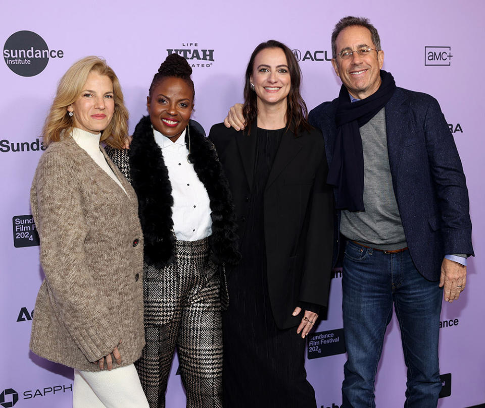 Executive Producer Jessica Seinfeld, Director Angela Patton, Director Natalie Rae and Jerry Seinfeld attend the "Daughters" Premiere during the 2024 Sundance Film Festival at The Ray Theatre on January 22, 2024 in Park City, Utah.