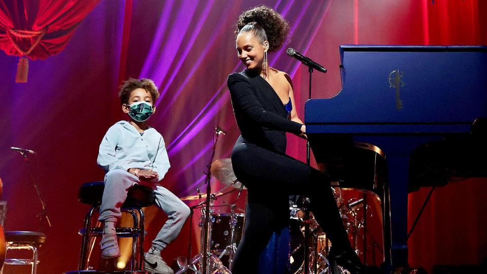 Alicia Keys and her son Genesis Ali Dean. Photo by Dimitrios Kambouris/Getty Images for SiriusXM.