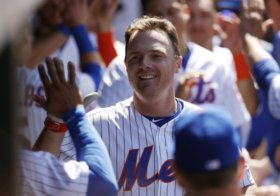 Jay Bruce is hoping to spark a Mets turnaround in 2018. (AP Photo/Kathy Willens)