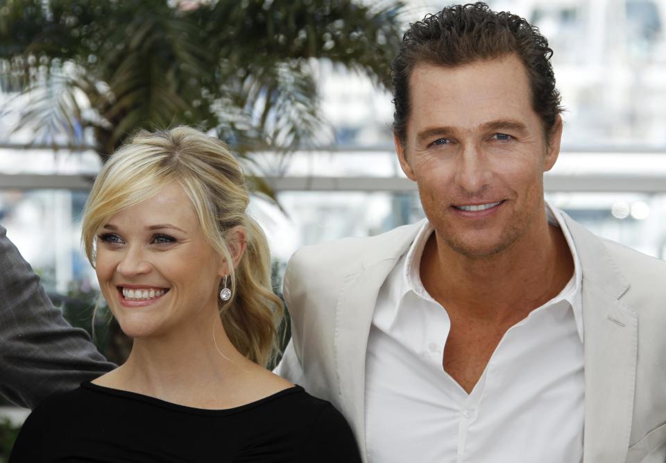 Actors Reese Witherspoon, left, and Matthew McConaughey pose during a photo call for Mud at the 65th international film festival, in Cannes, southern France, Saturday, May 26, 2012. (AP Photo/Joel Ryan)