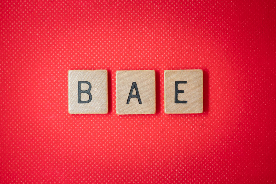 flat lay holiday greeting message for valentine - bae