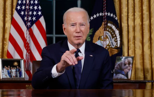 <p>Jonathan Ernst - Pool/Getty</p> Joe Biden in 2023