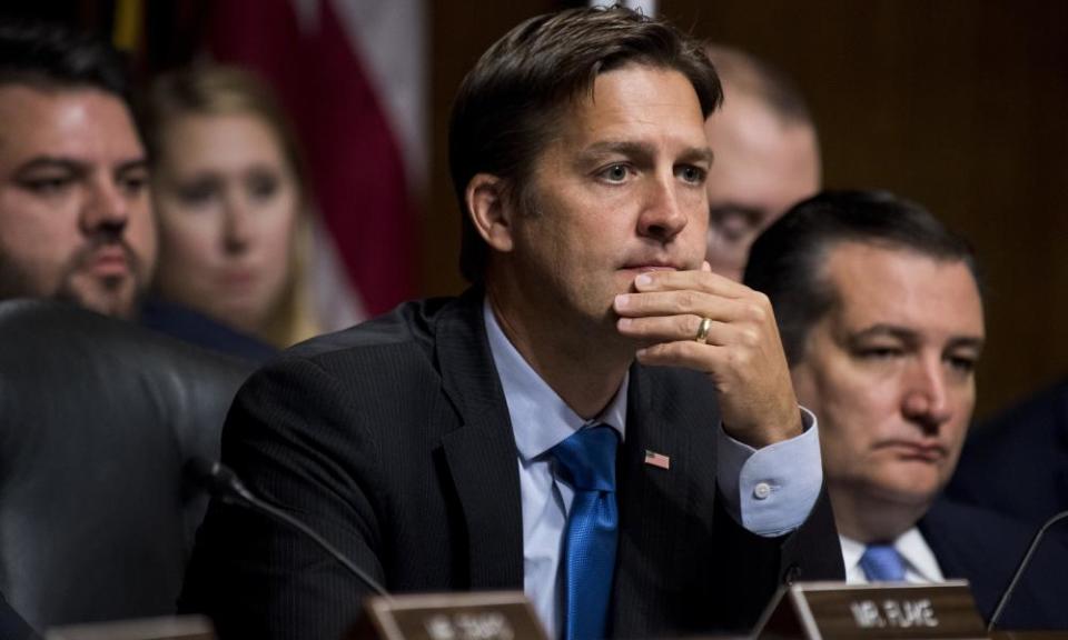 Ben Sasse listens to the testimony of Dr Christine Blasey Ford during the Kavanaugh confirmation hearings.