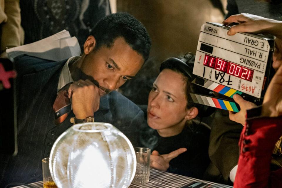 ANDRÉ HOLLAND as BRIAN and DIRECTOR REBECCA HALL. (Cr: Emily V. Aragones/Netflix © 2021)