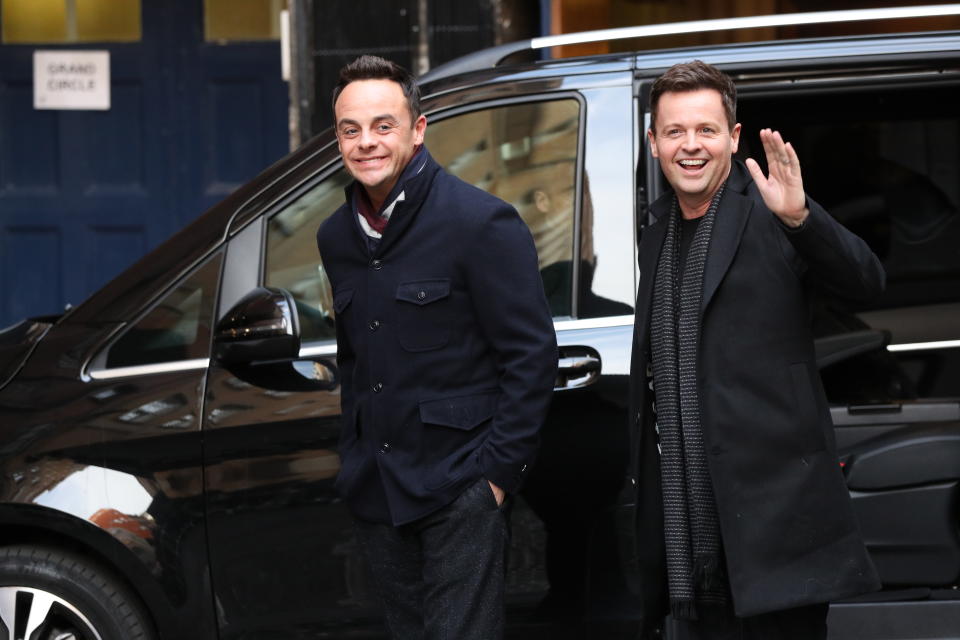 Anthony McPartlin (left) and Declan Donnelly arrive at Britain's Got Talent auditions at the London Palladium.