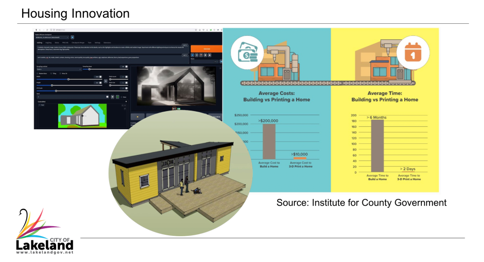 Another option to allow more affordable housing options would be 3D printed homes, which are often cheaper than conventional construction.