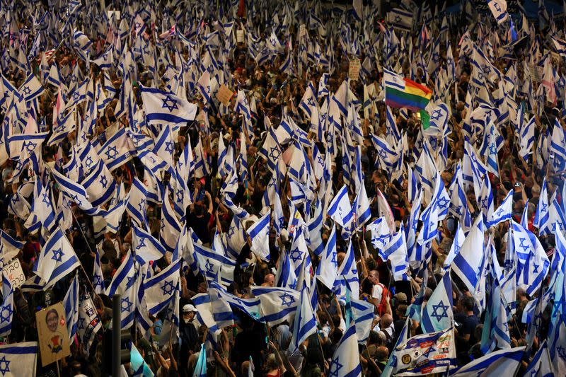 Demonstration against Israeli PM Benjamin Netanyahu and his nationalist coalition government's judicial overhaul, in Jerusalem