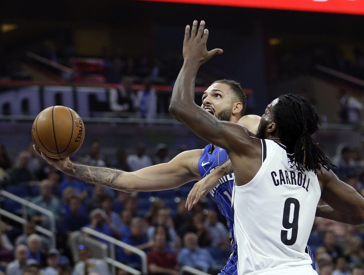 Evan Fournier highlights this week’s look at risers and fallers in fantasy hoops (AP Photo/John Raoux)