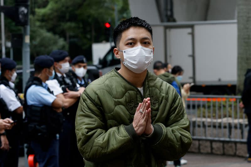 FILE PHOTO: Lee Yue-shun, one of the 47 pro-democracy activists charged with conspiracy to commit subversion under the national security law, arrives at the West Kowloon Magistrates' Courts building in Hong Kong