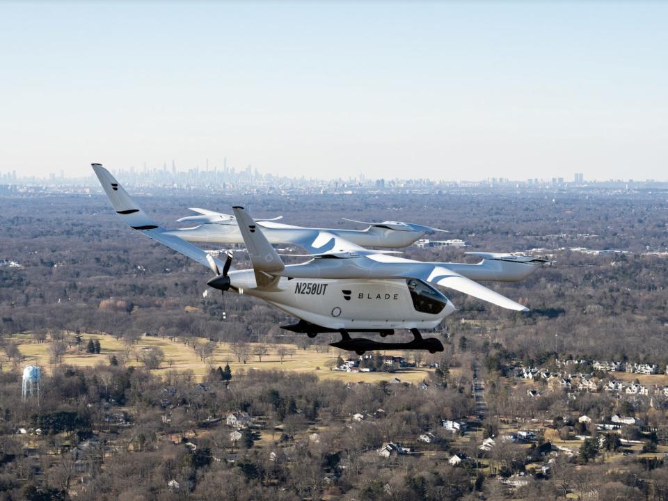 An ALIA-250 electric vertical aircraft built by aerospace company BETA Technologies.