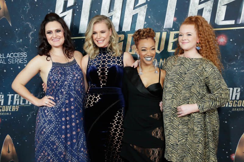 From left to right, Mary Chieffo, Rebecca Romijn, Sonequa Martin-Green and Mary Wiseman arrive on the red carpet at the "Star Trek: Discovery" Season 2 will premiere in 2019 in New York City. File photo by John Angelillo/UPI