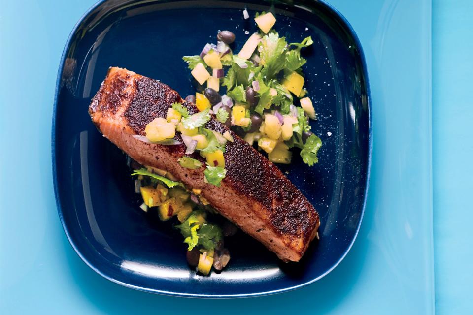 Jamaican Jerk Salmon and Mango Pineapple Salsa