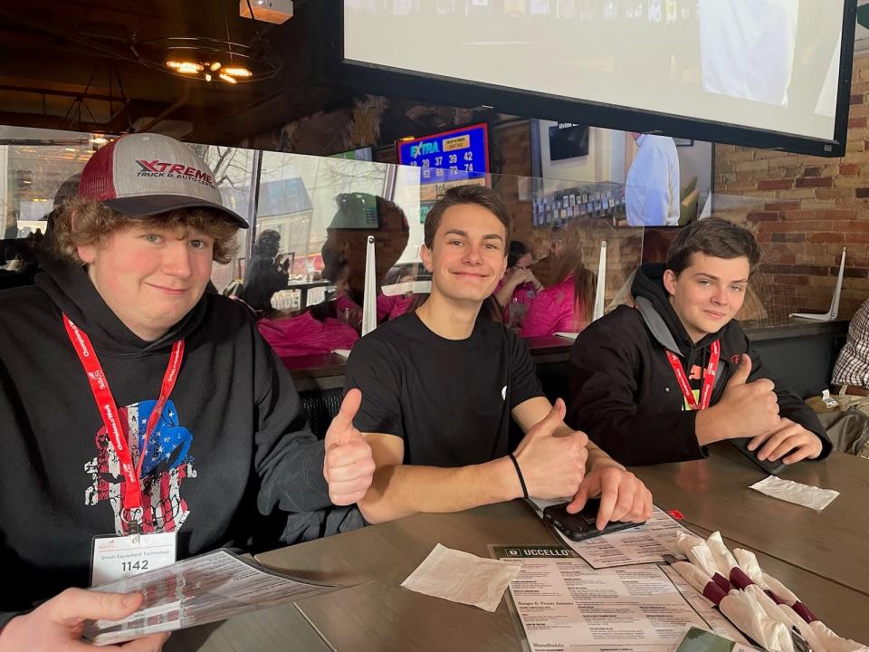 Caleb Bouchard, Chris Carpin and Randall Fletcher after competing in the SkillsUSA Diesel Equipment Technology state competition.