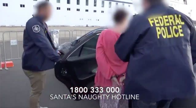 The tongue-in-cheek video even urged viewers to call the Santa's naughty hotline if they knew of any drug-related crimes. Source: AFP