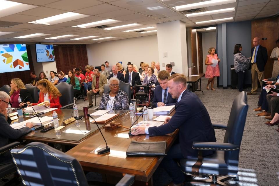 State schools Superintendent Ryan Walters is shown this week at the Oklahoma State Board of Education meeting.