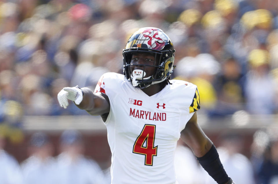 Maryland defensive back Darnell Savage Jr. plays against Michigan in the first half of an NCAA college football game in Ann Arbor, Mich., Saturday, Oct. 6, 2018. (AP Photo/Paul Sancya)